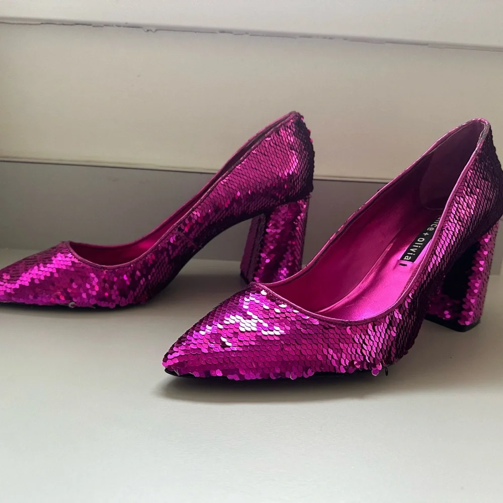 Alice and Olivia Pink Sequence Heels - Picture 2 of 4